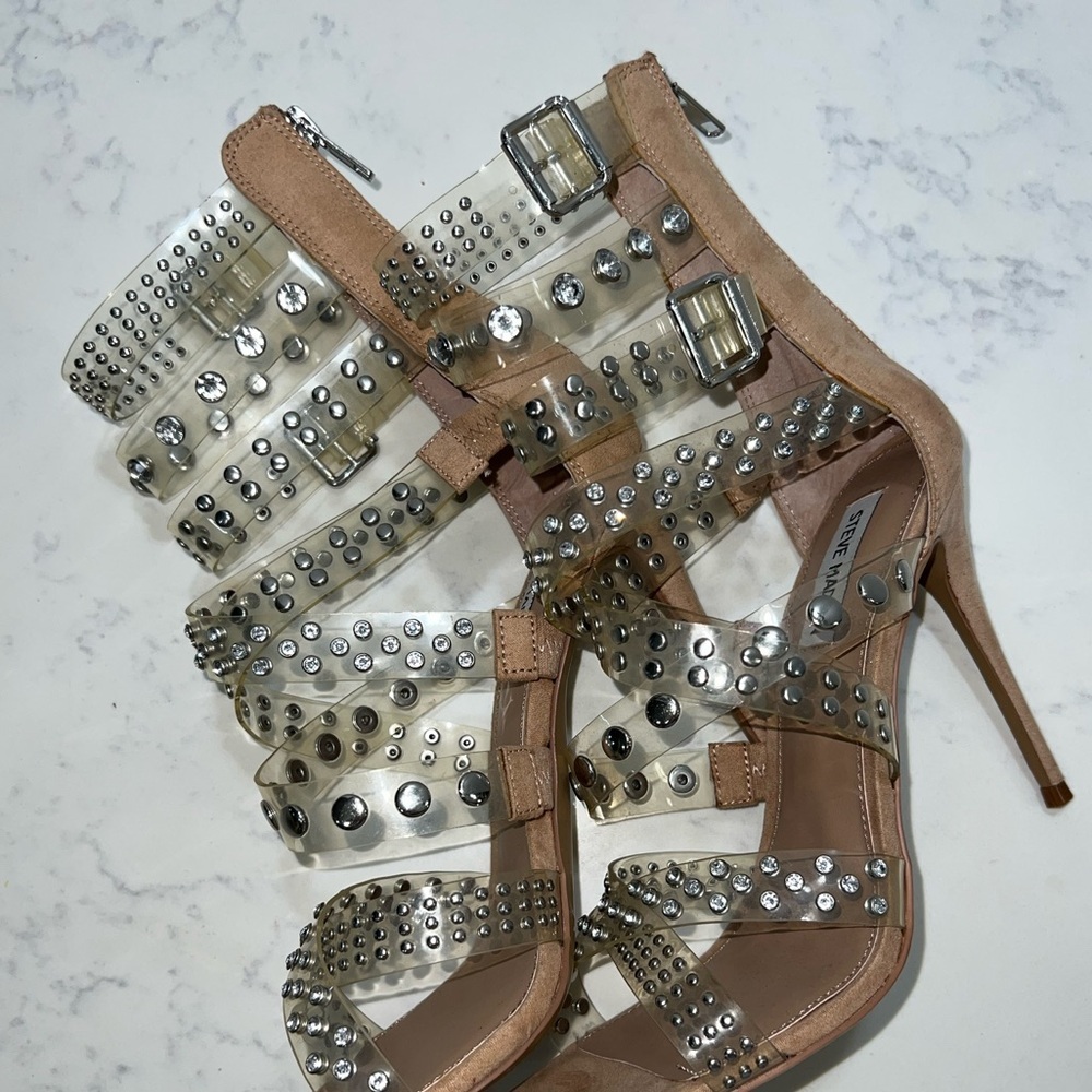Steve Madden Tan Studded Stiletto Heels - Picture 10 of 16
